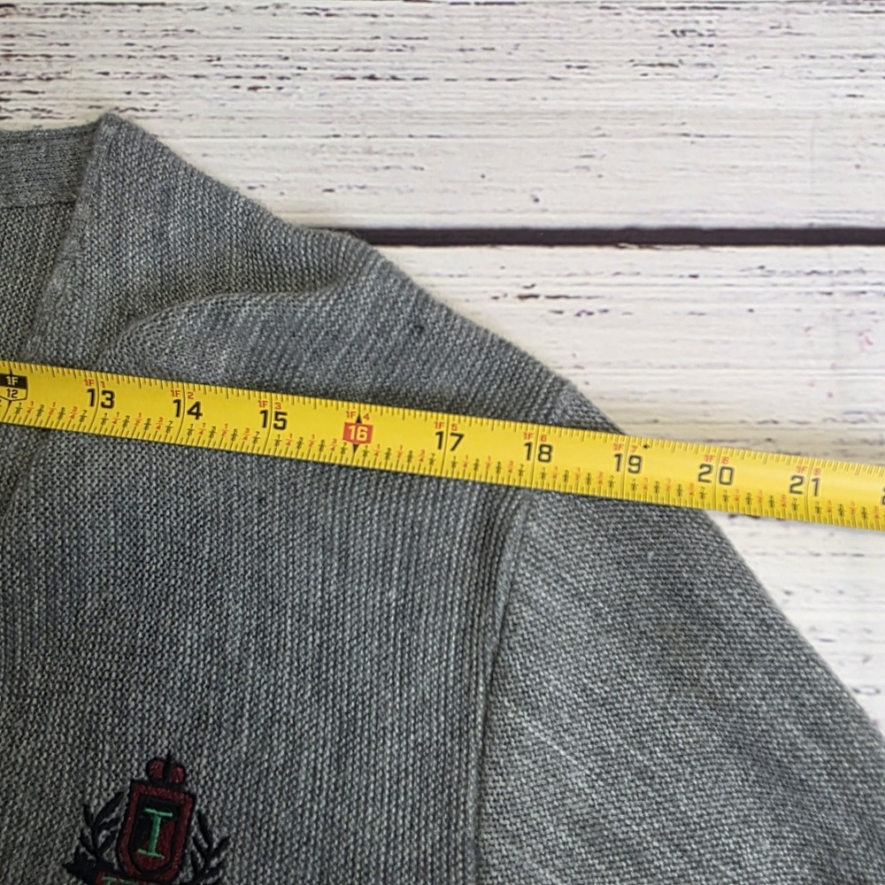 Vintage IZOD Cardigan Sweater Mens XL Gray Crest Logo USA Button Up Grandpa-core - Picture 8 of 9